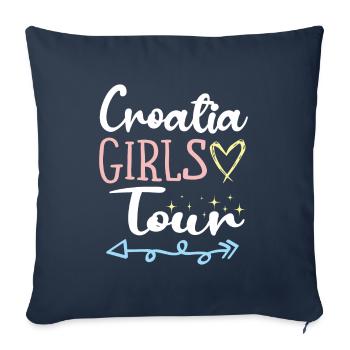 Tournée des filles en Croatie - Housse de coussin décorative 45 x 45 cm - bleu marine - Devant