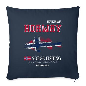 Norway fishing Norway Flag - Sofa pillowcase 17,3'' x 17,3'' (45 x 45 cm) - navy - Front