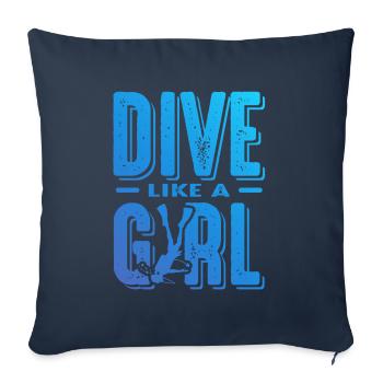 Plongeuse Fille - Housse de coussin décorative 45 x 45 cm - bleu marine - Devant