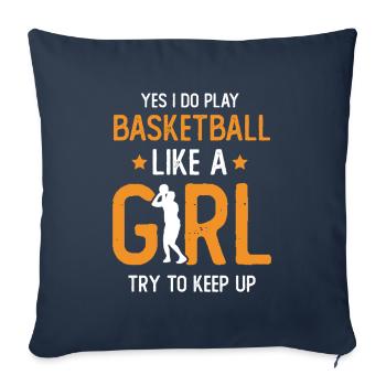 Basketball féminin - Housse de coussin décorative 45 x 45 cm - bleu marine - Devant