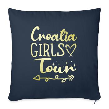 Tournée des filles en Croatie - Housse de coussin décorative 45 x 45 cm - bleu marine - Devant