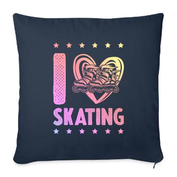 J’adore patiner - Housse de coussin décorative 45 x 45 cm - bleu marine - Devant
