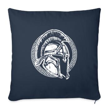 Casque Spartan Symbole Guerrier Gladiateur - Housse de coussin décorative 45 x 45 cm - bleu marine - Devant