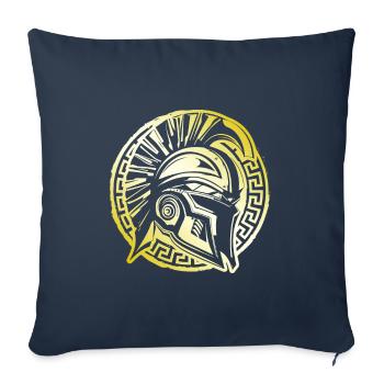 Casque Spartiate Gym Gladiateur Mythologie Or - Housse de coussin décorative 45 x 45 cm - bleu marine - Devant