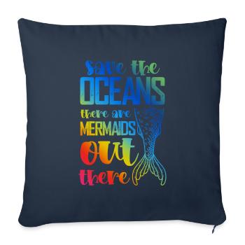 save the ocean meerjungfrau - Sofakissenbezug 45 x 45 cm - Navy - Vorne