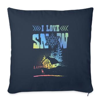 J’adore la neige - Housse de coussin décorative 45 x 45 cm - bleu marine - Devant