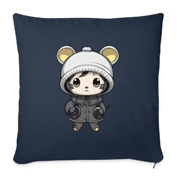 Mouse Winter Animal Cute Comic - Sofa pillowcase 17,3'' x 17,3'' (45 x 45 cm) - navy - Front