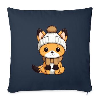 Fuchs Winter Tier Niedlich Comic - Sofakissenbezug 45 x 45 cm - Navy - Vorne