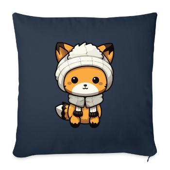 Fuchs Winter Tier Niedlich Comic - Sofakissenbezug 45 x 45 cm - Navy - Vorne