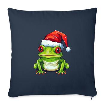 Tête de grenouille Noël crapaud Noël - Housse de coussin décorative 45 x 45 cm - bleu marine - Devant