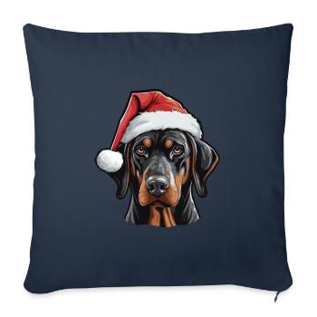 Doberman Dog Head Christmas Xmas - Sofa pillowcase 17,3'' x 17,3'' (45 x 45 cm) - navy - Front