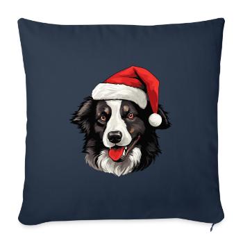 Border Collie Dog Head Christmas Xmas - Sofa pillowcase 17,3'' x 17,3'' (45 x 45 cm) - navy - Front