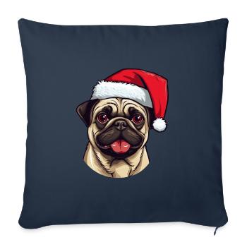 Pug Dog Pug Christmas Head - Sofa pillowcase 17,3'' x 17,3'' (45 x 45 cm) - navy - Front