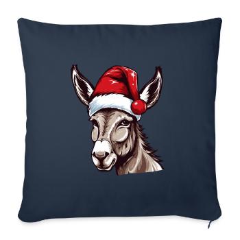 Tête d’animal de Noël d’âne - Housse de coussin décorative 45 x 45 cm - bleu marine - Devant