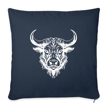 Tête de taureau Taureau Taureau - Housse de coussin décorative 45 x 45 cm - bleu marine - Devant