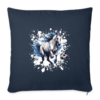 Équipe sportive de football équestre - Housse de coussin décorative 45 x 45 cm - bleu marine - Devant