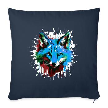 Portrait De Tête De Renard Coloré - Housse de coussin décorative 45 x 45 cm - bleu marine - Devant