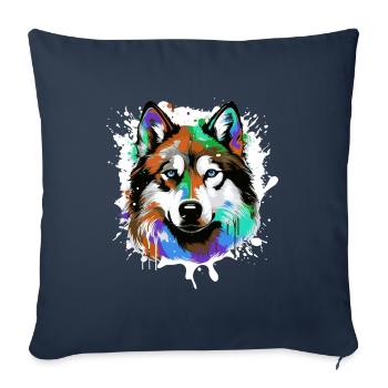 Husky Dog Head Portrait Colorful - Sofa pillowcase 17,3'' x 17,3'' (45 x 45 cm) - navy - Front