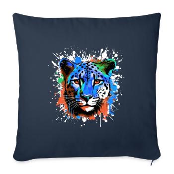 Portrait Tête De Guépard Coloré - Housse de coussin décorative 45 x 45 cm - bleu marine - Devant