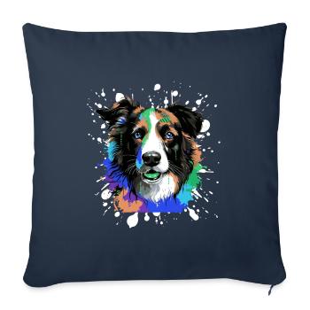 Border Collie Dog Head Portrait Colorful - Sofa pillowcase 17,3'' x 17,3'' (45 x 45 cm) - navy - Front