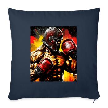 Boxe de gladiateur de combattant de boxeur spartiate - Housse de coussin décorative 45 x 45 cm - bleu marine - Devant