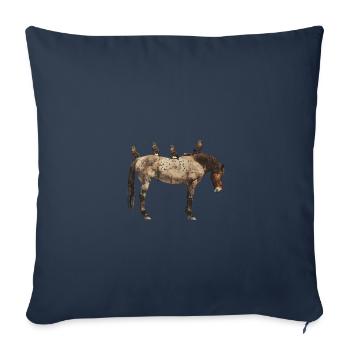 Cheval avec des oiseaux sur le dos - Housse de coussin décorative 45 x 45 cm - bleu marine - Devant
