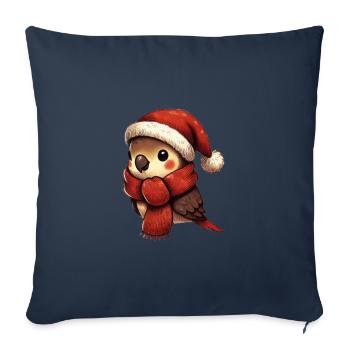 Weihnachtsvogel Mit Mütze Und Schal - Sofakissenbezug 45 x 45 cm - Navy - Vorne