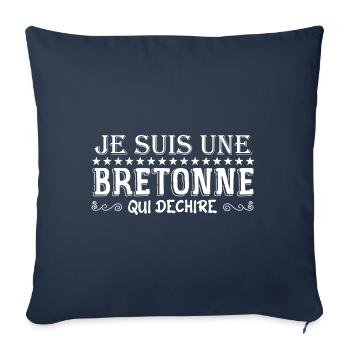 je suis une bretonne qui déchire | bretonne ! - Housse de coussin décorative 45 x 45 cm - bleu marine - Devant