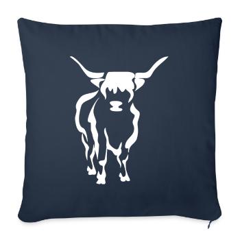 Vache veau boeuf fermier fermier silhouette cadeau - Housse de coussin décorative 45 x 45 cm - bleu marine - Devant