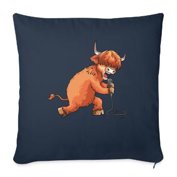 Bovins Highland écossais cadeau vache Highland - Housse de coussin décorative 45 x 45 cm - bleu marine - Devant