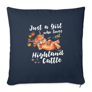 Highland cattle Highland cattle Highland cattle cow - Sofa pillowcase 17,3'' x 17,3'' (45 x 45 cm) - navy - Front