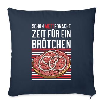 Mannes Mett Mettbrötchen Witzig Fleisch Essen - Sofakissenbezug 45 x 45 cm - Navy - Vorne