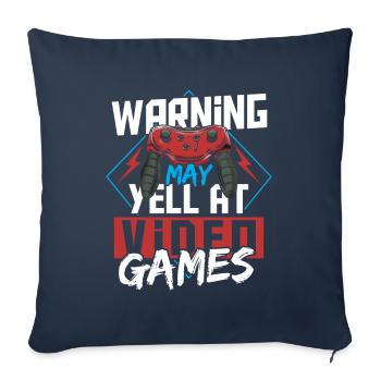 Warning May Yell At Video Games Gamer Gaming - Sofa pillowcase 17,3'' x 17,3'' (45 x 45 cm) - navy - Front