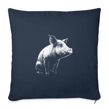 Pig Stencil White and Black - Sofa pillowcase 17,3'' x 17,3'' (45 x 45 cm) - navy - Front