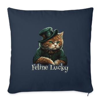 Feline Lucky St. Patty Day - Sofa pillowcase 17,3'' x 17,3'' (45 x 45 cm) - navy - Front