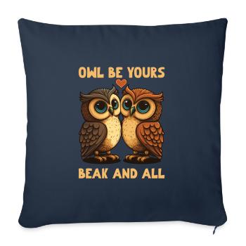 Owl Be Yours Bec et toute la Saint-Valentin - Housse de coussin décorative 45 x 45 cm - bleu marine - Devant