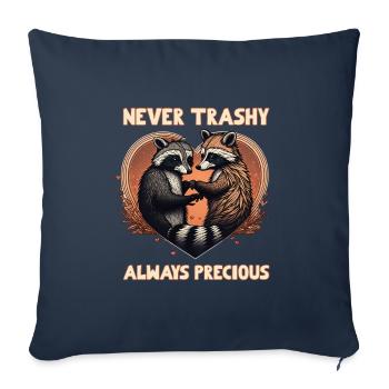 Raccoon Love Never Trashy Alway Precious - Housse de coussin décorative 45 x 45 cm - bleu marine - Devant