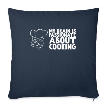 Mon cerveau est passionné par la cuisine - Housse de coussin décorative 45 x 45 cm - bleu marine - Devant