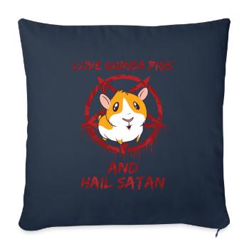 Aimez les cochons d’Inde et saluez Satan - Housse de coussin décorative 45 x 45 cm - bleu marine - Devant