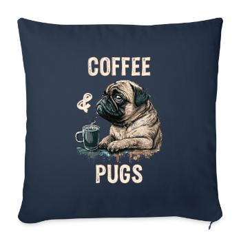 Café & Carlins - Housse de coussin décorative 45 x 45 cm - bleu marine - Devant