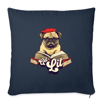 Obtenez Lit Pug - Housse de coussin décorative 45 x 45 cm - bleu marine - Devant