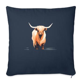 Conception géométrique de vaches des hautes terres - Housse de coussin décorative 45 x 45 cm - bleu marine - Devant