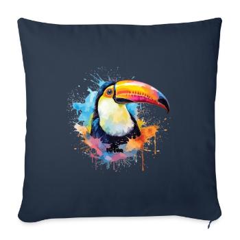 Toucan Aquarelle Portrait - Housse de coussin décorative 45 x 45 cm - bleu marine - Devant