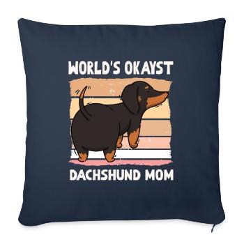 Mondes Okayst teckel Maman - Housse de coussin décorative 45 x 45 cm - bleu marine - Devant