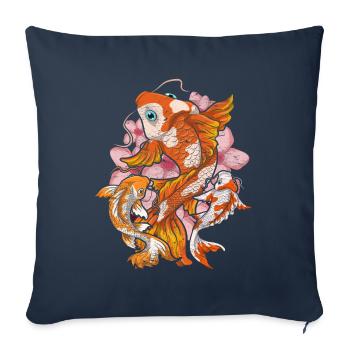 Fleur de cerisier Nishikigoi Cadeau Sakura Koi Carpe - Housse de coussin décorative 45 x 45 cm - bleu marine - Devant
