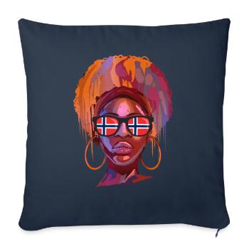 Norvège - Housse de coussin décorative 45 x 45 cm - bleu marine - Devant