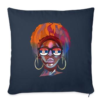Serbia - Sofa pillowcase 17,3'' x 17,3'' (45 x 45 cm) - navy - Front