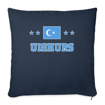 Ouïghours - Housse de coussin décorative 45 x 45 cm - bleu marine - Devant