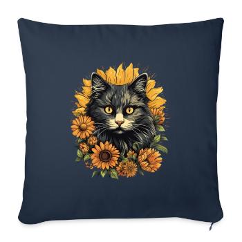 Meow Flower Cat Sunshine Kitten Lover - Sofa pillowcase 17,3'' x 17,3'' (45 x 45 cm) - navy - Front