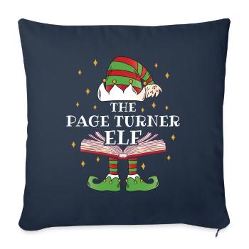 The Page Turner Elf Book Reading - Sofa pillowcase 17,3'' x 17,3'' (45 x 45 cm) - navy - Front